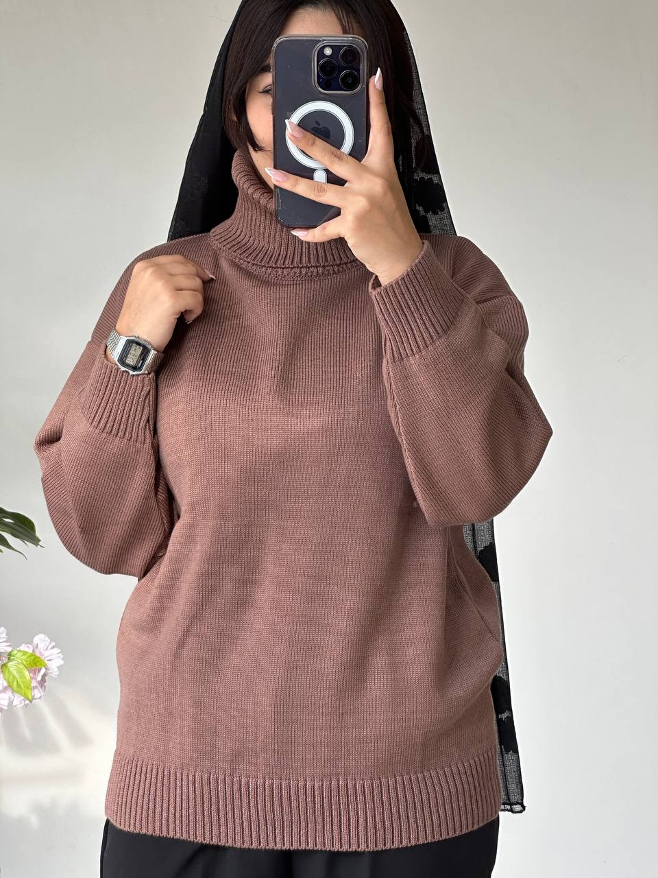 بافت یقه اسکی  زنانه